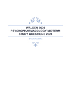 Walden Psychopharmacology Midterm Study Questions With Guaranteed