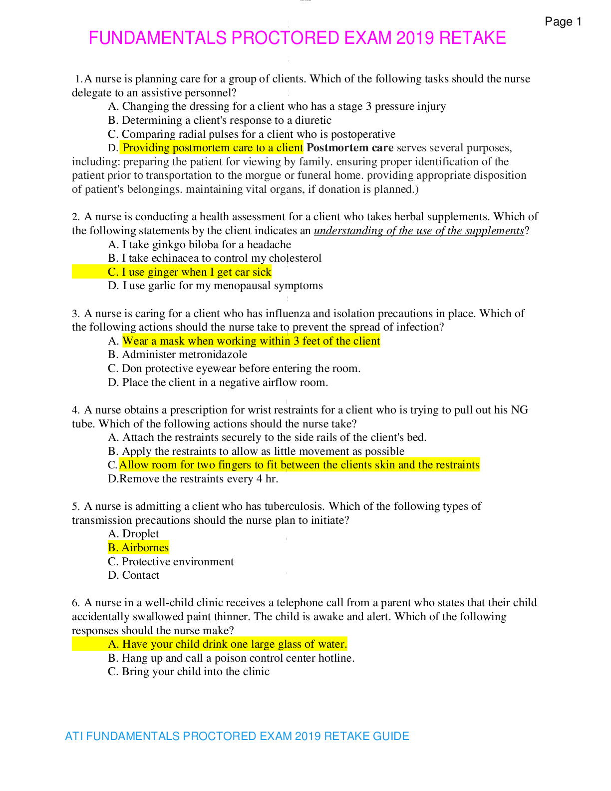 FUNDAMENTALS PROCTORED EXAM 2019 RETAKE