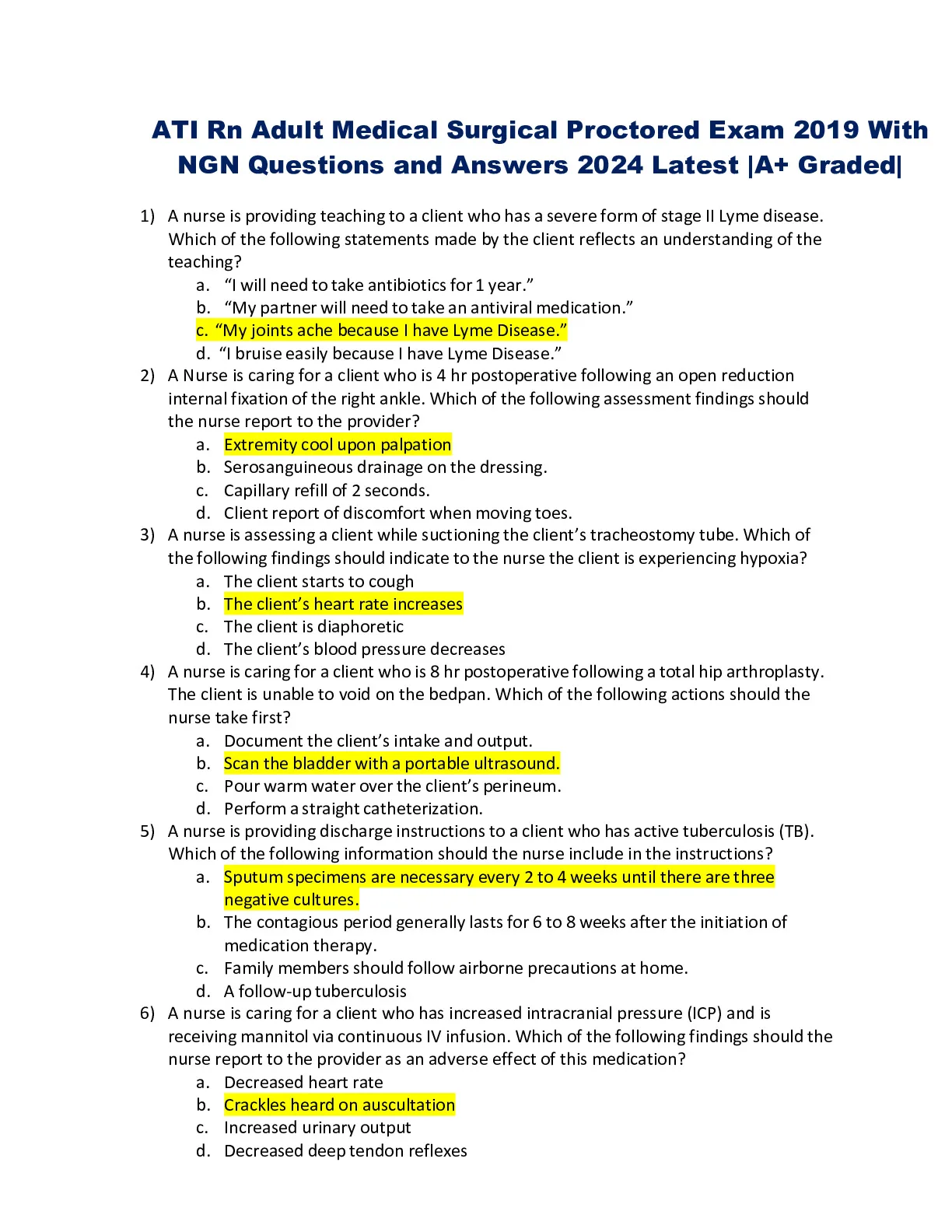 ATI Rn Adult Medical Surgical Proctored Exam 2019 With NGN Questions ...