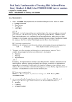 New!!! Test Bank-Fundamentals of Nursing ,11th Edition (Potter Perry Stockert & Hall) All chapters.