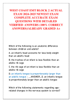 WEST COAST EMT BLOCK 2 ACTUAL  EXAM 2024-2025 NEWEST EXAM  COMPLETE ACCURATE EXAM  QUESTIONS WITH DETAILED  VERIFIED ANSWERS (100% CORRECT  ANSWERS)/ALREADY GRADED A+