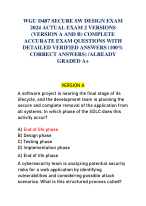 WGU D487 SECURE SW DESIGN EXAM  2024 ACTUAL EXAM 2 VERSIONS  (VERSION A AND B)