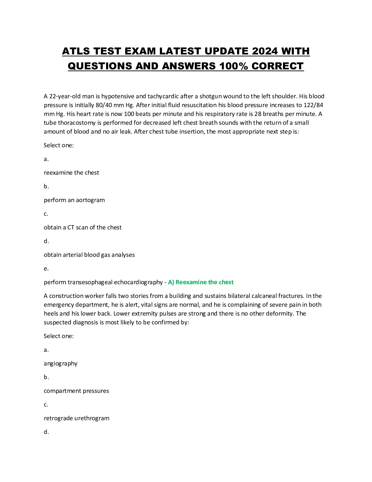 ATLS TEST EXAM LATEST UPDATE 2024 WITH QUESTIONS AND ANSWERS 100% ...