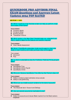 QUICKBOOK PRO ADVISOR FINAL EXAM Questions and Answers Latest Updates 2024 TOP RATED