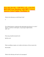 SOS MECHANIC CERTIFICATE -ENGINE REPAIR Exam Questions with 100-Correct Answers Latest Update Top R