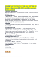 CRITICAL THINKING NUR 200 HONDROS Exam 1 Question with 100-Verified Answers Latest Version.