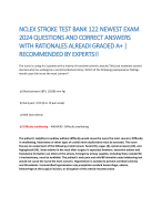 NCLEX STROKE TEST BANK 122 NEWEST EXAM  2024 QUESTIONS AND CORRECT ANSWERS WITH RATIONALES ALREADI
