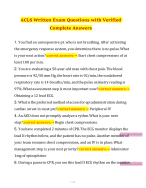 ACLS Written Exam Questions with Verified Complete Answers