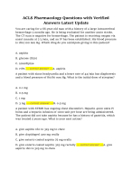ACLS Pharmacology Questions with Verified Answers Latest Update