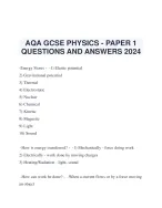 AQA GCSE PHYSICS - PAPER 1 QUESTIONS AND ANSWERS 2024 - DocMerit