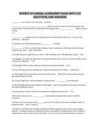SCIENCE OF ANIMAL HUSBANDRY EXAM WITH 122 QUESTIONS AND ANSWERS