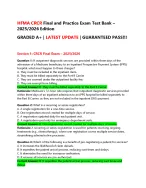 HFMA CRCR Final and Practice Exam Test Bank –  2025/2026 Edition  GRADED A+ | LATEST UPDATE | GUARANTEED PASS!!!