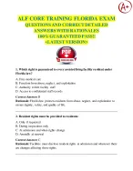 ALF CORE TRAINING FLORIDA EXAM  QUESTIONS AND CORRECT DETAILED  ANSWERS WITH RATIONALES