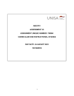 AED3701 ASSESSMENT 03 ASSIGNMENT UNIQUE NUMBER: 700984 CURRICULUM AND INSTRUCTIONAL STUDIES