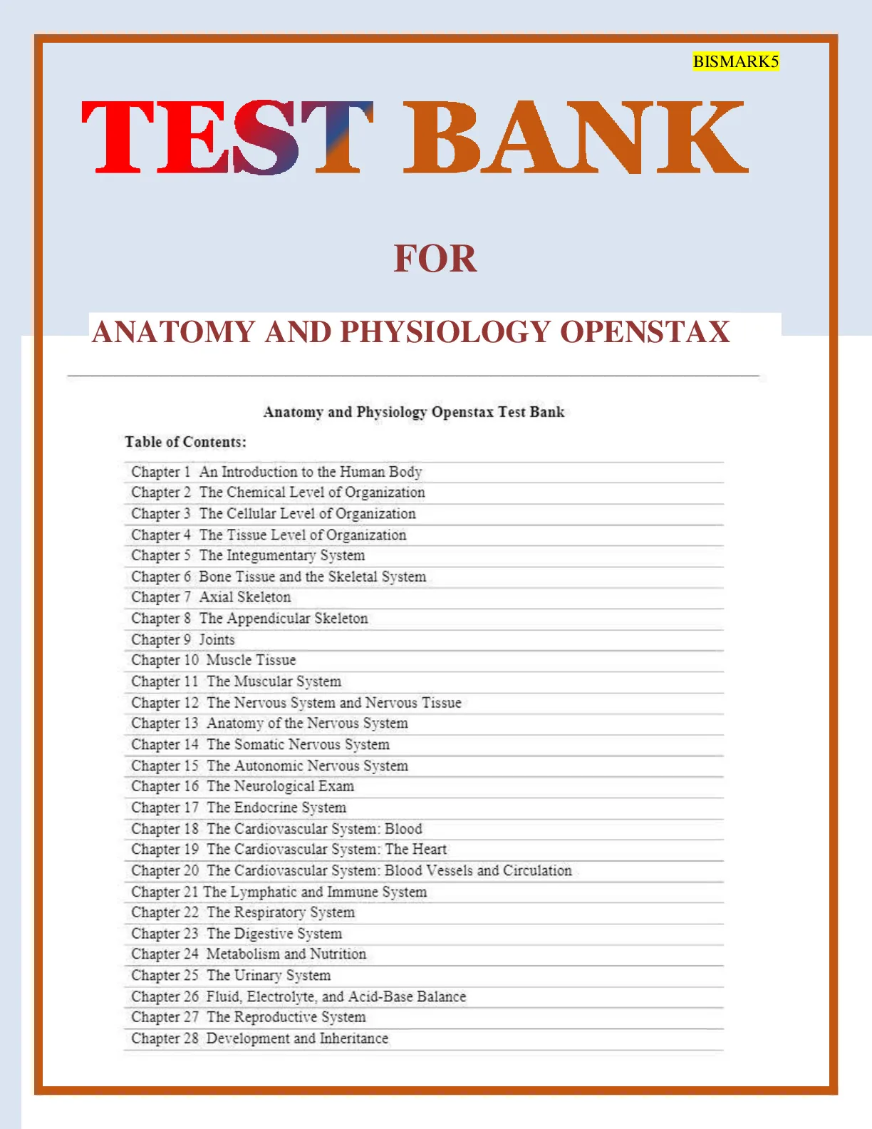 ANATOMY AND PHYSIOLOGY OPENSTAX TEST BANK - DocMerit