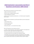 CSLB Contractor's Law practice test Part 2 Questions and Answers 100% ...