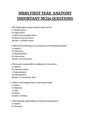 MBBS FIRST YEAR  ANATOMY IMPORTANT  MCQs  QUESTIONS AND ANSWERS 100% VERIFIED AND SATISFIED