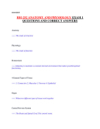BIO 252 ANATOMY AND PHYSIOLOGY EXAM 1  QUESTIONS AND CORRECT ANSWERS