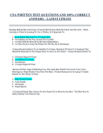 CNA WRITTEN TEST QUESTIONS AND 100% CORRECT  ANSWERS – LATEST UPDATE