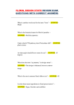 Floral Design State Review Exam – Floriculture Program –Complete exam questions with correct answer