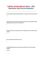 Indiana Jurisprudence Exam Mini Questions and Correct Answers – Quick Review Study Guide
