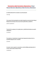 Crematory and Cemetery Operations Final Exam Questions and Correct Answers for Funeral Service Prep
