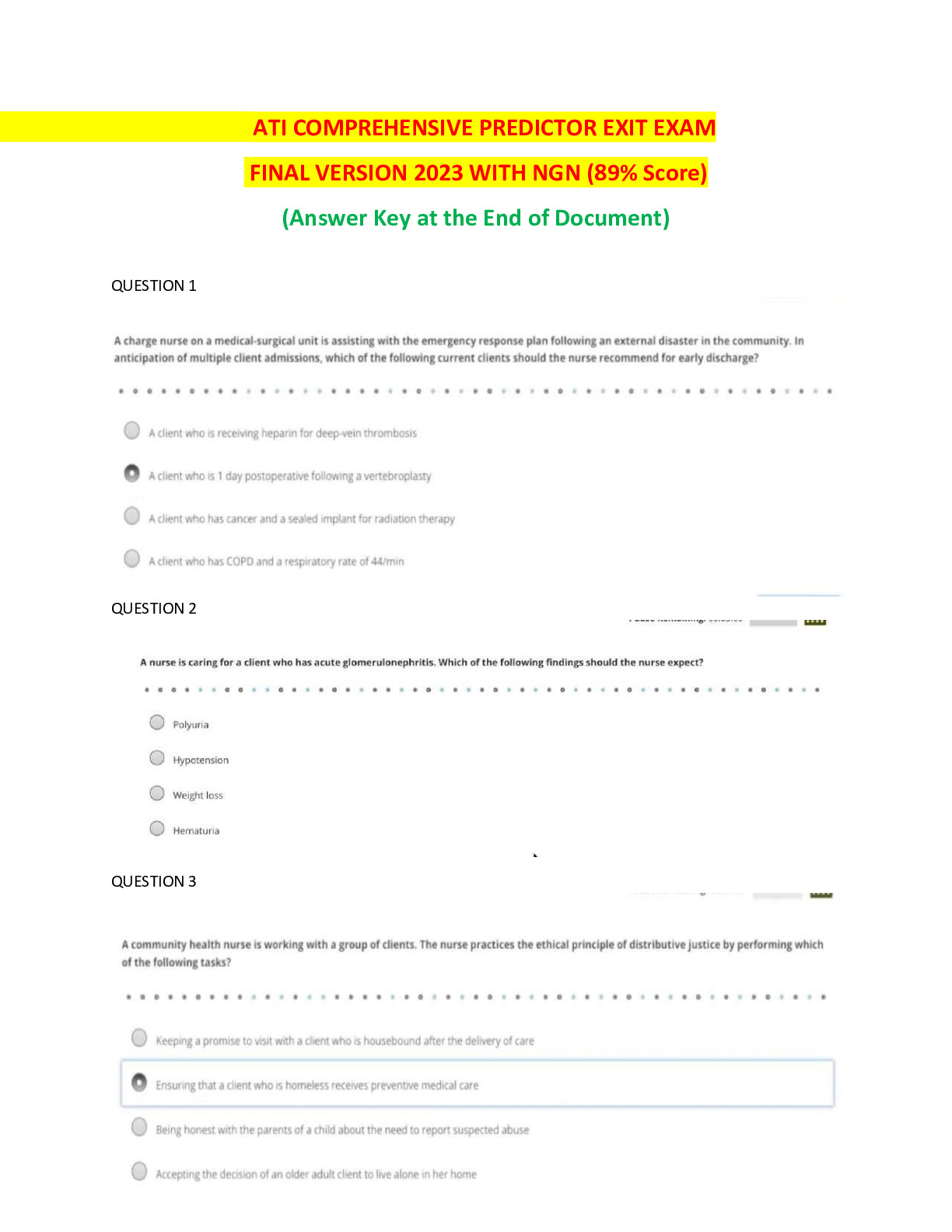 ATI Comprehensive Predictor Exam (11 Versions) (Latest-2025 