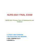 NURS 6541 FINAL EXAM NURS 6541 Primary Care of Adolescents and  Children