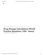 Drug Dosage Calculations NCLEX Practice Questions (100+ Items) UPDATED
