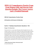 HESI A2 Comprehensive Practice Exam  From Mcgraw-Hill And Elsevier Each  Question