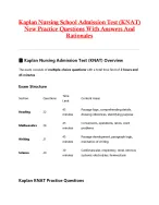 Kaplan Nursing School Admission Test (KNAT)  New Practice Questions With Answers And  Rationales