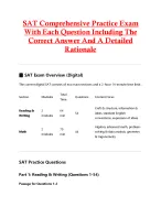 SAT Comprehensive Practice Exam  With Each Question Including The  Correct Answer