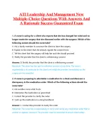 ATI Leadership And Management New  Multiple-Choice Questions With Answers And  A Rationale Success
