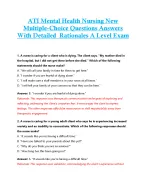 ATI Mental Health Nursing New  Multiple-Choice Questions Answers  With Detailed  Rationales A Level