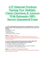 ATI Maternal-Newborn  Nursing New Multiple Choice Questions & Answers  With Rationales 100% Success