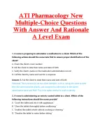 ATI Pharmacology New  Multiple-Choice Questions  With Answer And Rationale  A Level Exam