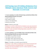 ATI Nursing Care Of Children (Pediatrics) New  Multiple-Choice Questions With Answers