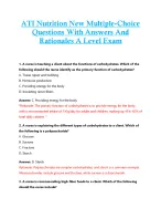 ATI Nutrition New Multiple-Choice  Questions With Answers And  Rationales A Level Exam