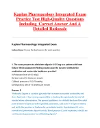 Kaplan Pharmacology Integrated Exam  Practice Test High-Quality Questions  Including  Correct Answe