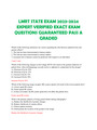 LMRT STATE EXAM 2023-2024 EXPERT VERIFIED EXACT EXAM  QUESTIONS GUARANTEED PASS A  GRADED