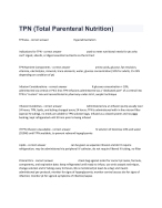 TPN (Total Parenteral Nutrition)Assessment Questions With Answers 100% ...