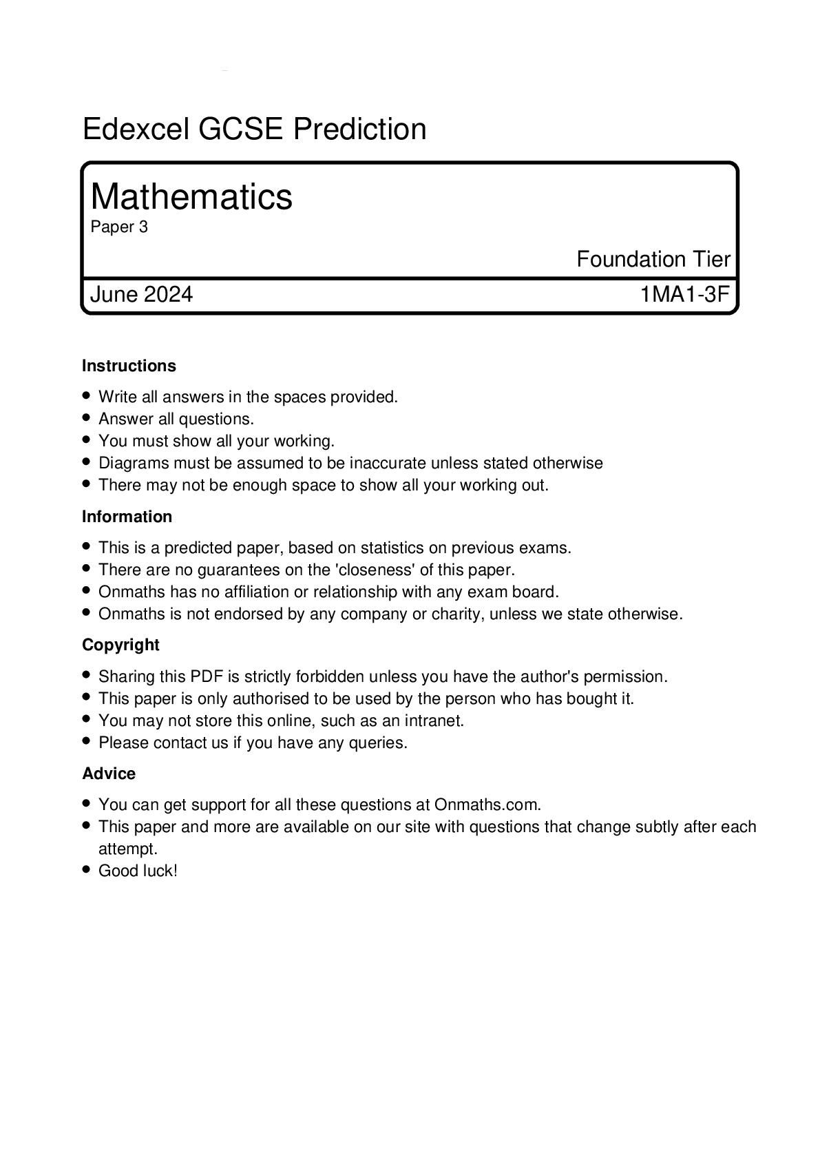 2024 Predicted Edexcel Gcse Maths Foundation Tier Maths Paper 3 Question Paper Docmerit 2024 Predicted Edexcel Gcse Maths Foundation Tier Maths Paper 3 Question Paper Docmerit