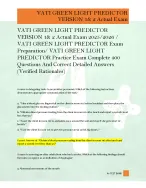 VATI GREEN LIGHT PREDICTOR  VERSION 1& 2 Actual Exam 2025/2026 /  VATI GREEN LIGHT PREDICTOR Exam