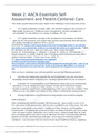 NR 447 Week 2 Discussion; AACN Essentials Self-Assessment & Patient-Centered Care (v1):
