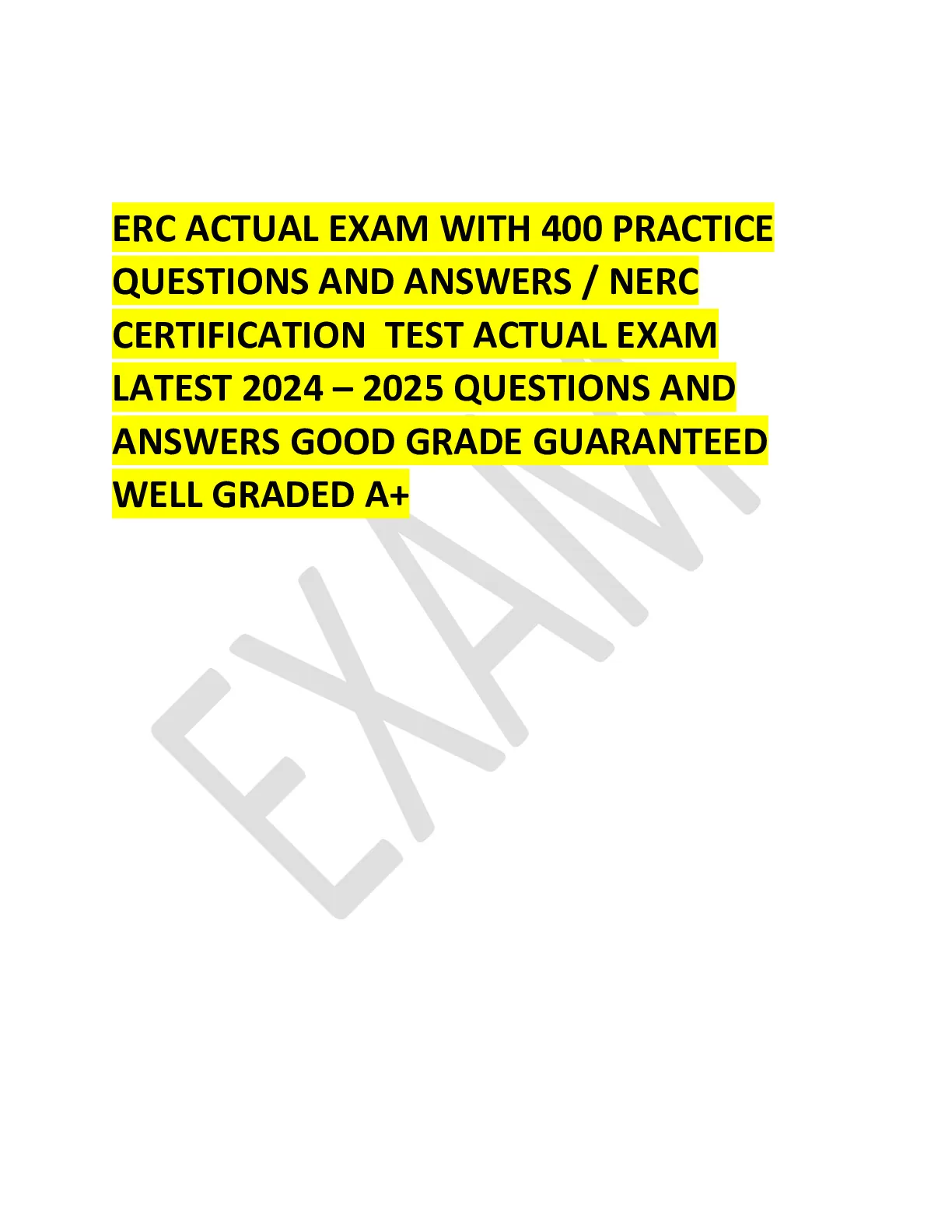 ERC WITH PRACTICE QUESTIONS AND ANSWERS / NERC CERTIFICATION TEST LAT ...