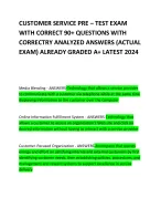 CUSTOMER SERVICE PRE – TEST EXAM WITH CORRECT 90+ QUESTIONS WITH ...