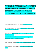PSYCH 101 CHAPTER 11  EXAM QUESTIONS WITH CORRECT ACTUAL QUESTIONS AND CORRECTLYWELL DEFINED ANSWE