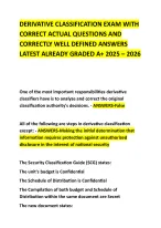 DERIVATIVE CLASSIFICATION EXAM WITH CORRECT ACTUAL QUESTIONS AND ...