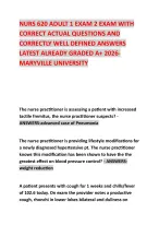 MARYVILLE NURS 620 EXAM 3 EXAM WITH CORRECT ACTUAL QUESTIONS AND CORRECTLY WELL DEFINED ANSWERS