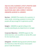 AQA AS LEVEL BUSINESS LATEST UPDATED 2024 FINAL EXAM WITH COMPLETE ...